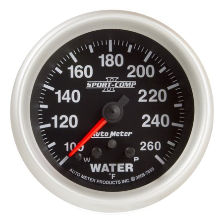 AutoMeter Gauge Water Temp 2-5/8in. 260 Deg. F Stepper Motor W/ Peak & Warn Sport-Comp II