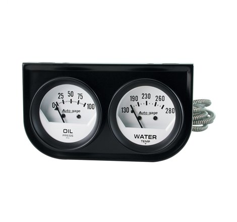 AutoMeter Gauge Console Oilp/Wtmp 2in. 100PSI/280 Deg. F Wht Dial Blk Bzl Autogage