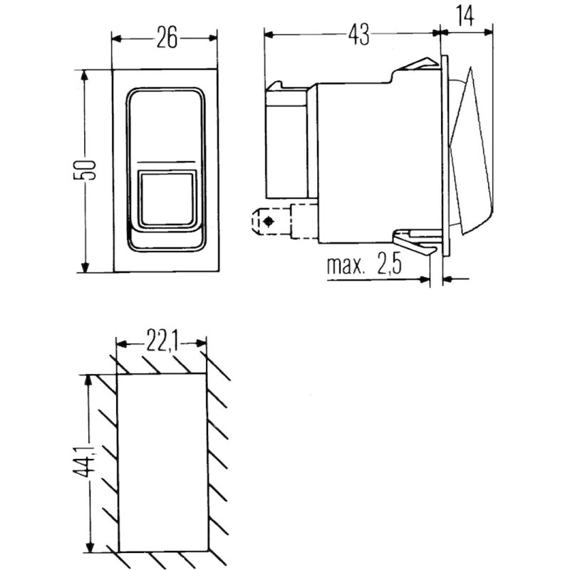 Hella Switch Rocker Spdt 6 Pole