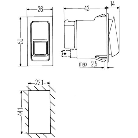 Hella Switch Rocker Spdt 6 Pole