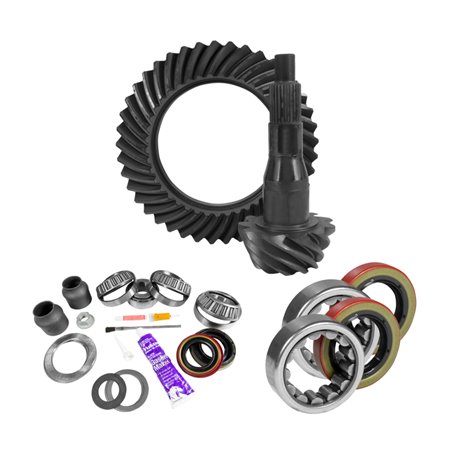 Yukon 9.75in Ford 4.11 Rear Ring & Pinion Install Kit 2.53in OD Axle Bearings and Seal