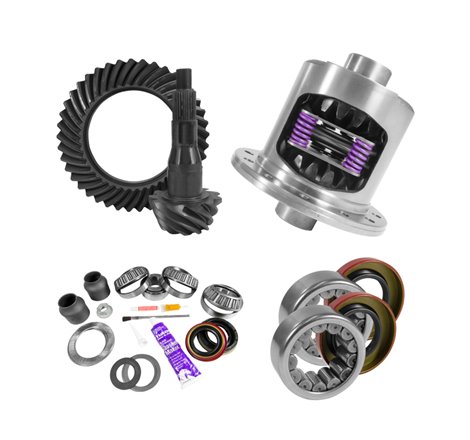 Yukon 9.75in Ford 3.55 Rear Ring & Pinion Install Kit 34 Spline Positraction 2.99in Axle Bearing