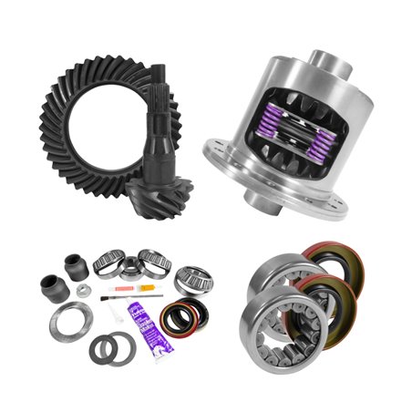 Yukon 9.75in Ford 3.55 Rear Ring & Pinion Install Kit 34 Spline Positraction 2.99in Axle Bearing