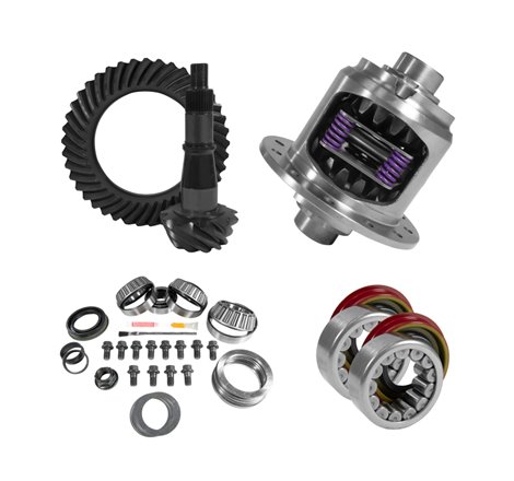 Yukon 9.5in GM 4.56 Rear Ring & Pinion Install Kit 33 Spline Positraction Axle Bearing and Seals