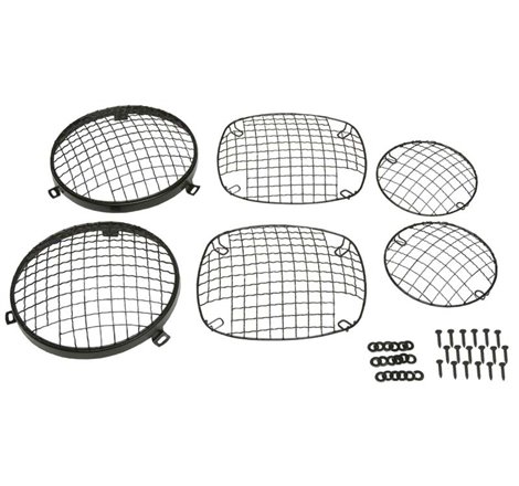 Kentrol 76-86 Jeep CJ Powdercoat Wire Mesh Guard Set 6 Pieces Black