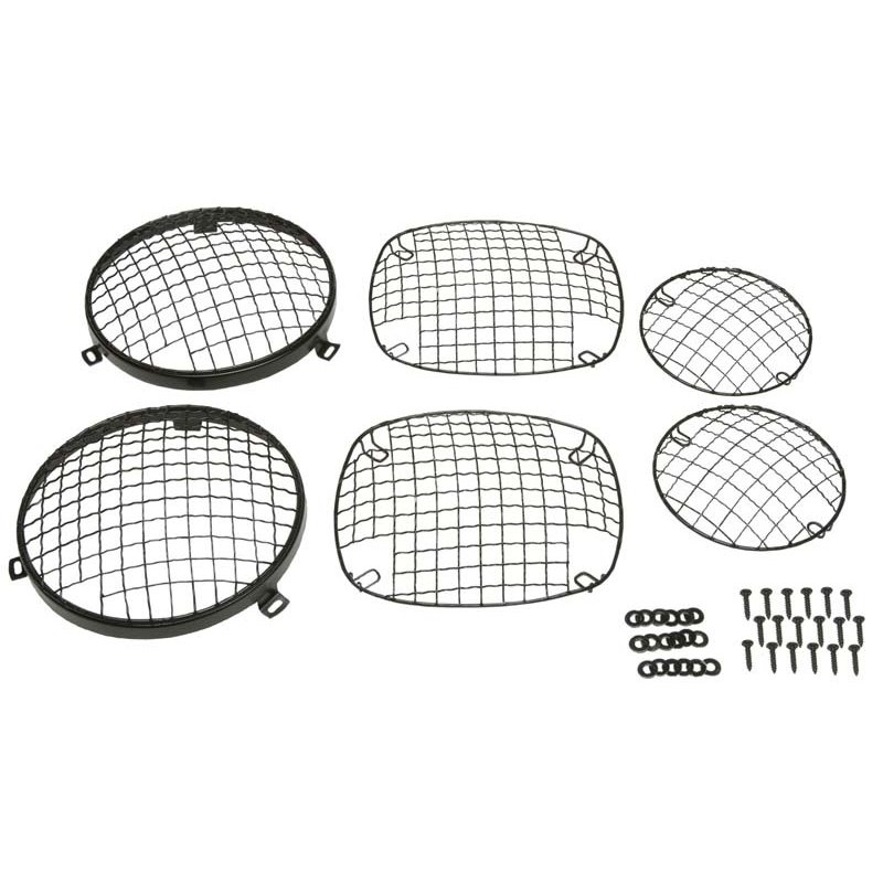 Kentrol 76-86 Jeep CJ Powdercoat Wire Mesh Guard Set 6 Pieces Black