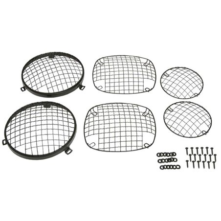 Kentrol 76-86 Jeep CJ Powdercoat Wire Mesh Guard Set 6 Pieces Black