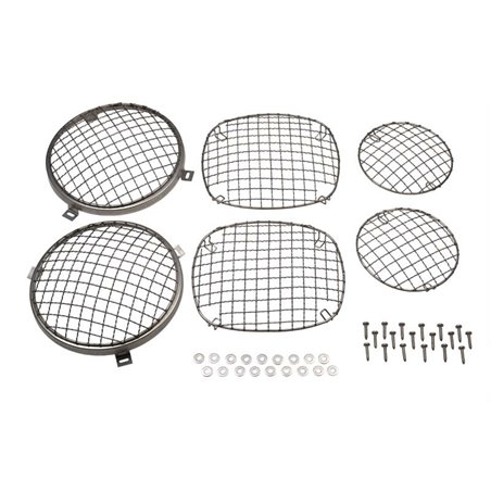 Kentrol 76-86 Jeep Wire Mesh Guard Set 6 Pieces CJ - Polished Silver