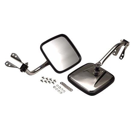 Kentrol 55-86 Jeep CJ Mirror Kit Pair - Polished Silver