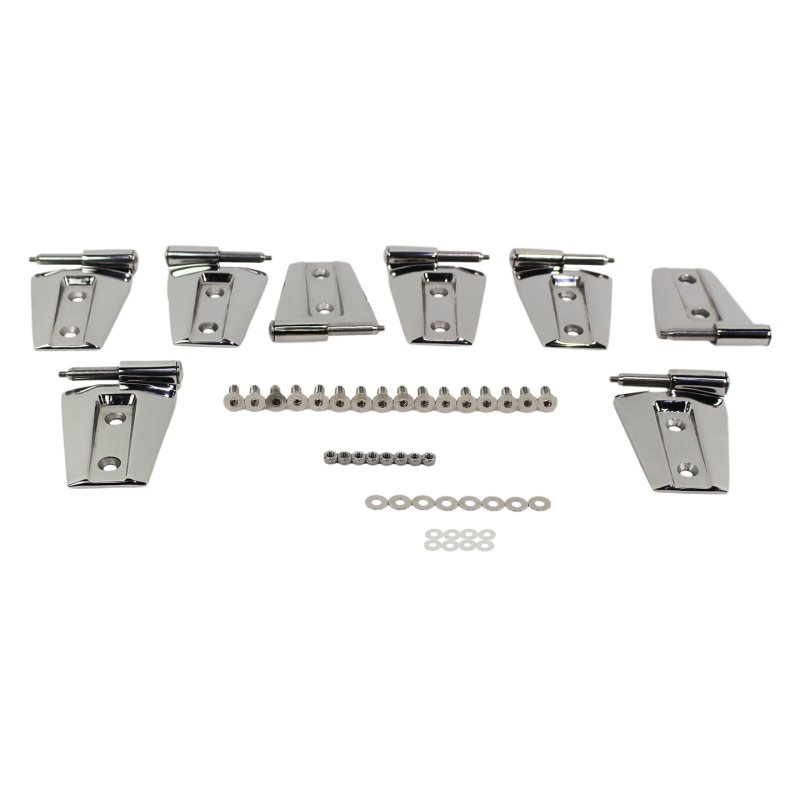 Kentrol 07-18 Jeep Wrangler JK Door Hinge Set 8 Pieces 4 Door- Polished Silver