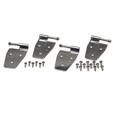 Kentrol 87-95 Jeep Wrangler YJ Door Hinge Set 4 Pieces - Polished Silver