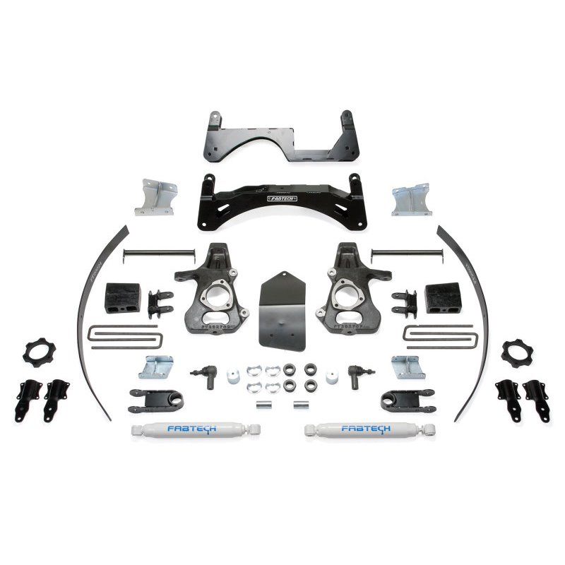 Fabtech 14-18 GM K1500 P/U w/oE Alm Or Stmp Stl UCA 6in Basic Sys w/Perf Shks