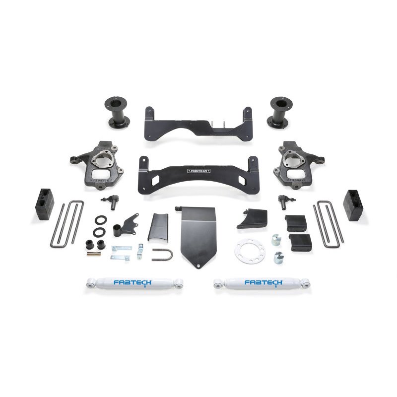 Fabtech 14-18 GM C/K1500 P/U w/oE Forg Stl UCA 6in Basic Sys G2 w/Perf Shks