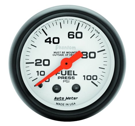 Autometer Phantom 52mm 100 PSI Mechanical Fuel Pressure Gauge