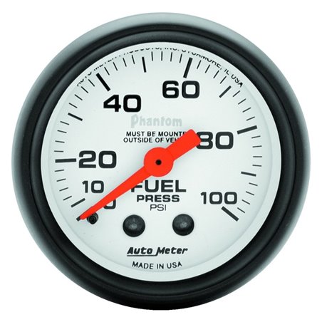 Autometer Phantom 52mm 100 PSI Mechanical Fuel Pressure Gauge