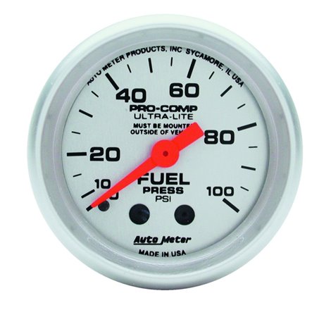 Autometer Ultra-Lite 52mm 0-100 PSI Mechanical Fuel Pressure Gauge