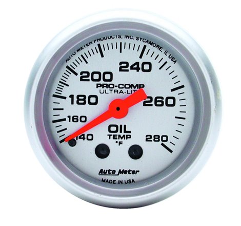 Autometer Ultra-Lite 52mm 140-280 Deg F Mechanical Oil Temp Gauge