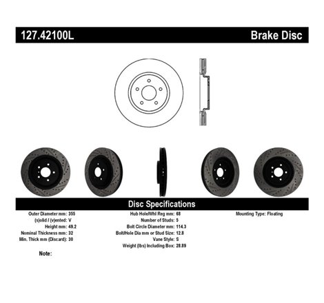 StopTech Infiniti G37 / Nissan 370Z SportStop Slotted & Drilled Front Left Rotor