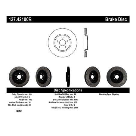 StopTech Infiniti G37 / Nissan 370Z SportStop Slotted & Drilled Front Right Rotor