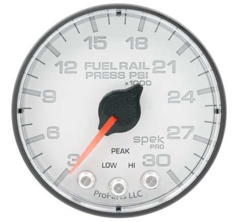 Autometer Spek-Pro 2 1/16in 30KPSI Stepper Motor W/Peak & Warn White/Black Rail Pressure Gauge