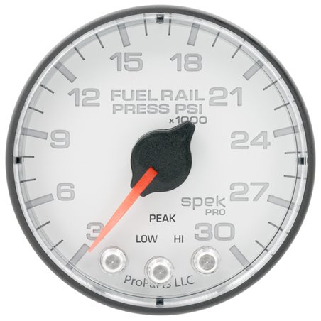 Autometer Spek-Pro 2 1/16in 30KPSI Stepper Motor W/Peak & Warn White/Black Rail Pressure Gauge