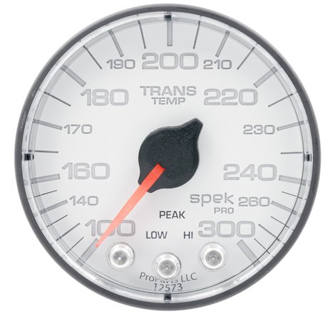 Autometer Spek-Pro 2 1/16in 300 Degree F Stepper Motor W/Peak & Warn White/Black Trans Temp Gauge