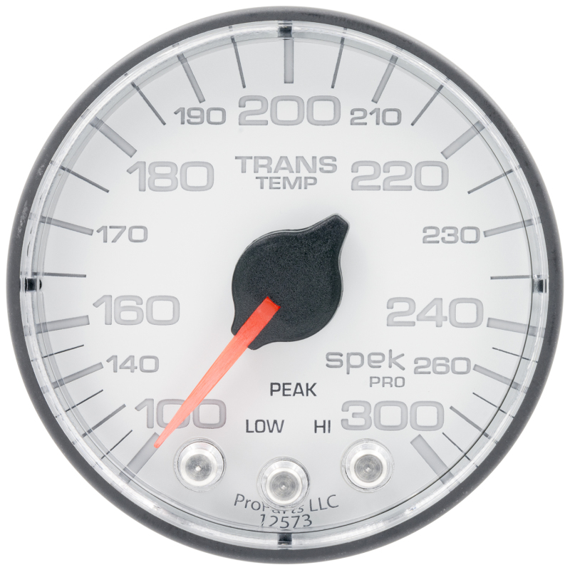 Autometer Spek-Pro 2 1/16in 300 Degree F Stepper Motor W/Peak & Warn White/Black Trans Temp Gauge