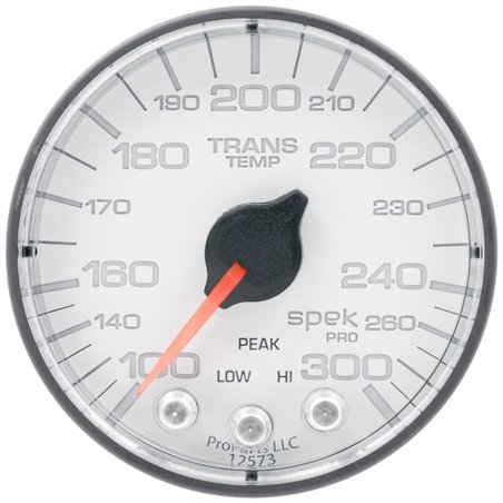 Autometer Spek-Pro 2 1/16in 300 Degree F Stepper Motor W/Peak & Warn White/Black Trans Temp Gauge