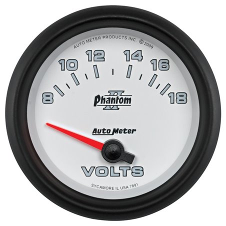 Autometer Phantom II 2-5/8in 18V Electric Voltmeter Gauge