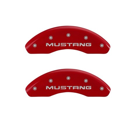 MGP 4 Caliper Covers Engraved Front Mustang Engraved Rear Pony Red finish silver ch