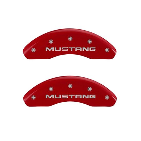 MGP 4 Caliper Covers Engraved Front Mustang Engraved Rear Pony Red finish silver ch