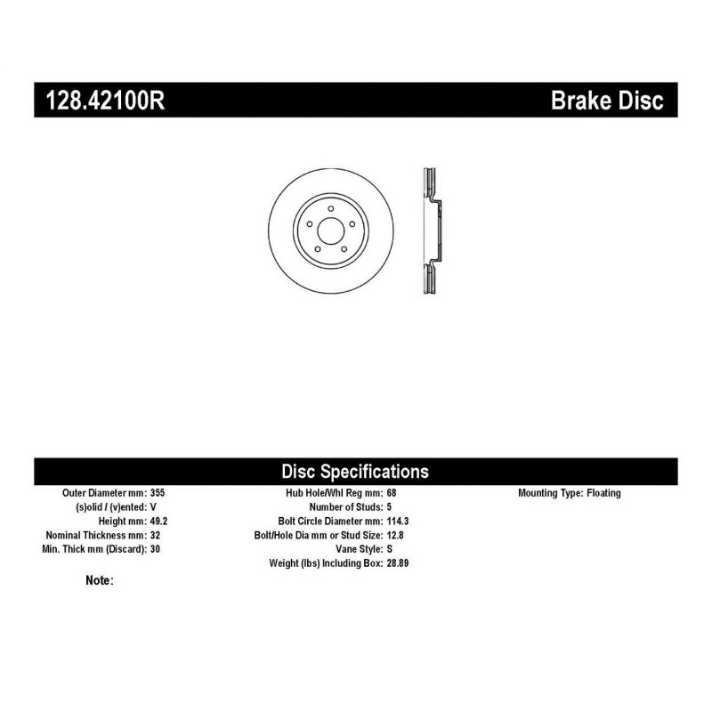 StopTech Nissan 370z / Infiniti G37 SportStop Drilled Front Right Rotor