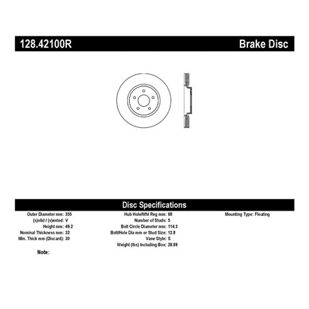 StopTech Nissan 370z / Infiniti G37 SportStop Drilled Front Right Rotor