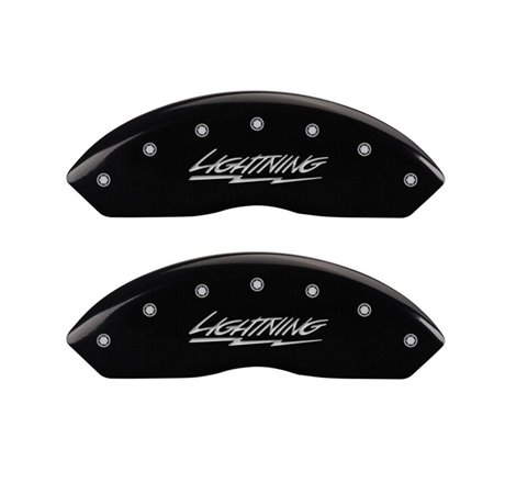 MGP 4 Caliper Covers Engraved Front & Rear Lightning Black finish silver ch