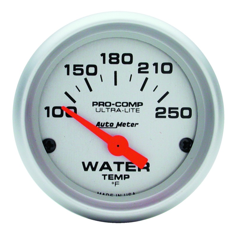 Autometer Ultra-Lite 52mm 100-250 Deg F Short Sweep ElectricWater Temp Gauge