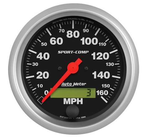 Autometer Sport-Comp 3-3/8 inch 160 MPH Electronic Speedometer Gauge