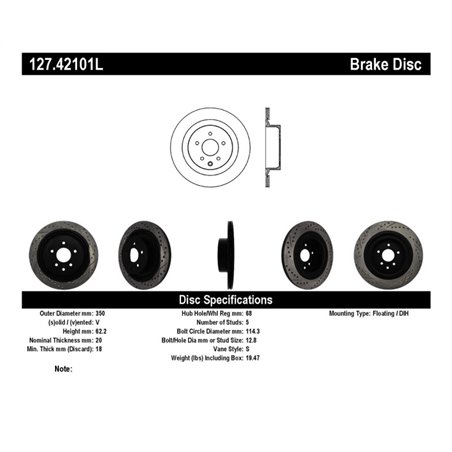 StopTech Infiniti G37 / Nissan 370Z SportStop Slotted & Drilled Rear Left Rotor