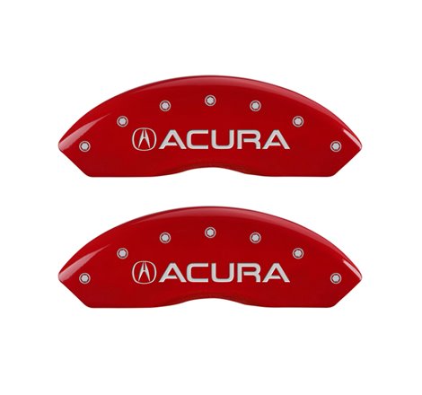 MGP 4 Caliper Covers Engraved Front Acura Engraved Rear RSX Red finish silver ch