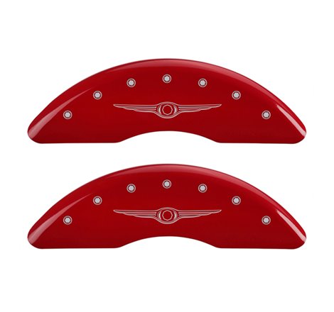 MGP 4 Caliper Covers Engraved Front & Rear Style 1/Chrysler Wing Red finish silver ch