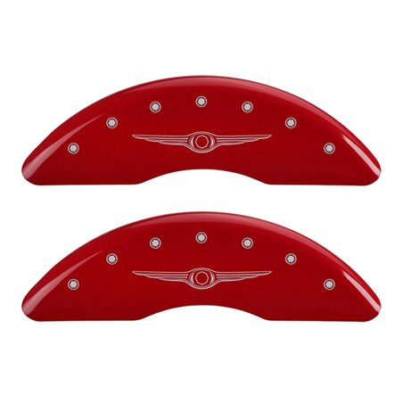 MGP 4 Caliper Covers Engraved Front & Rear Style 1/Chrysler Wing Red finish silver ch