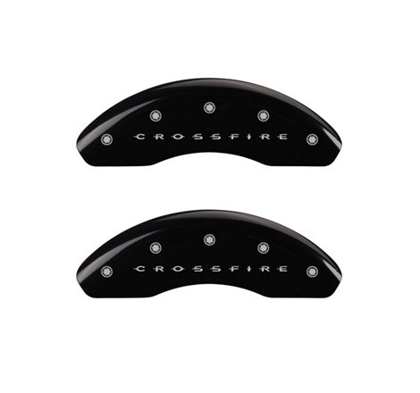 MGP 4 Caliper Covers Engraved Front & Rear Crossfire Black finish silver ch