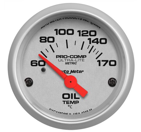 Autometer Ultra-Lite 52mm 60-170 Deg C Electronic Oil Temperature Gauge