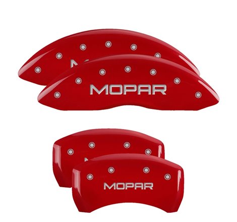 MGP 4 Caliper Covers Engraved Front & Rear MOPAR Red finish silver ch