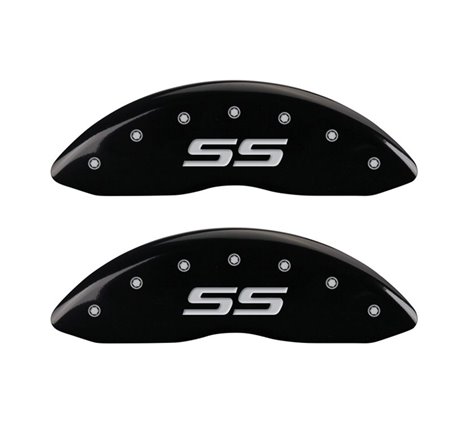 MGP 4 Caliper Covers Engraved Front & Rear Monte Carlo style/SS Black finish silver ch