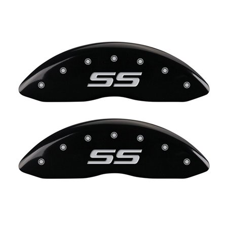 MGP 4 Caliper Covers Engraved Front & Rear Monte Carlo style/SS Black finish silver ch