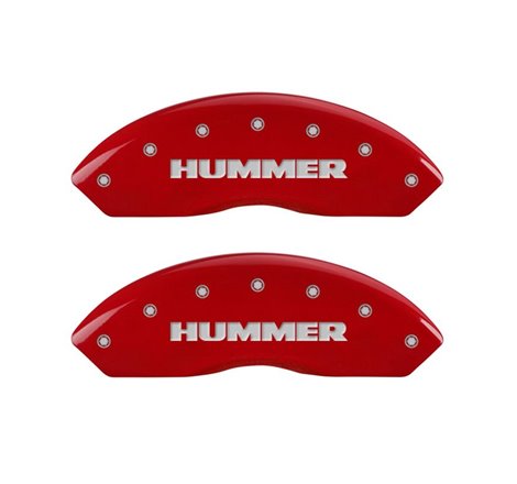 MGP 4 Caliper Covers Engraved Front & Rear Hummer Red finish silver ch