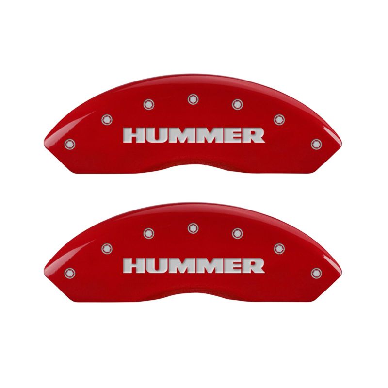 MGP 4 Caliper Covers Engraved Front & Rear Hummer Red finish silver ch