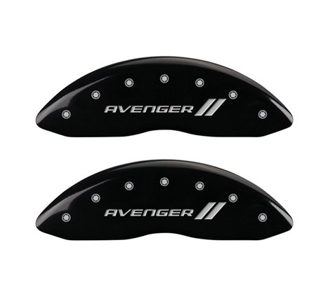 MGP 4 Caliper Covers Engraved Front & Rear With stripes/Avenger Black finish silver ch