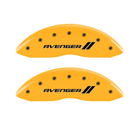 MGP 4 Caliper Covers Engraved Front & Rear With stripes/Avenger Yellow finish black ch