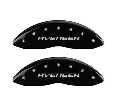 MGP 4 Caliper Covers Engraved Front & Rear With out stripes/Avenger Black finish silver ch